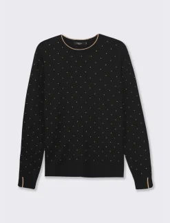 Piazza Italia Maglia a girocollo in filato con motivo floccato stampato - Nero Online