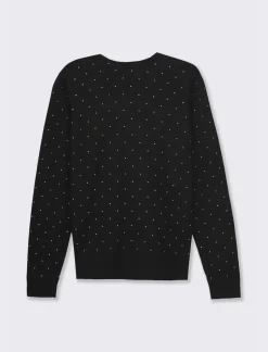 Piazza Italia Maglia a girocollo in filato con motivo floccato stampato - Nero Online