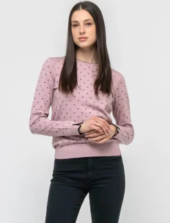 Piazza Italia Maglia a girocollo in filato con motivo floccato stampato - antico Rosa Clearance