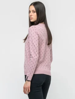 Piazza Italia Maglia a girocollo in filato con motivo floccato stampato - antico Rosa Clearance