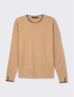 Piazza Italia Maglia a girocollo in filato con motivo floccato stampato - Cammello Beige Outlet