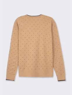 Piazza Italia Maglia a girocollo in filato con motivo floccato stampato - Cammello Beige Outlet