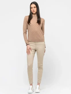 Piazza Italia Maglia a girocollo in filato con motivo floccato stampato - Cammello Beige Outlet