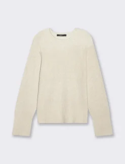 Piazza Italia Maglia a girocollo in manica lunga con spacchi laterali - Avorio Discount