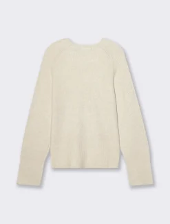 Piazza Italia Maglia a girocollo in manica lunga con spacchi laterali - Avorio Discount