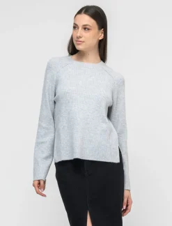 Piazza Italia Maglia a girocollo in manica lunga con spacchi laterali - chiaro Grigio Cheap