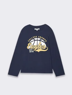 Piazza Italia Maglia a manica lunga con stampa frontale - Blu Cheap