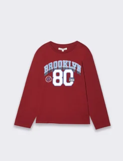 Piazza Italia Maglia a manica lunga con stampa frontale - Bordeaux Rosso Hot