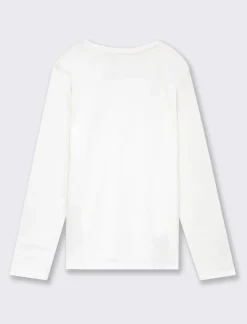 Piazza Italia Maglia a manica lunga in cotone con applicazioni strass - sporco Bianco Discount