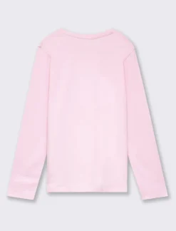 Piazza Italia Maglia a manica lunga in cotone con applicazioni strass - Rosa Clearance