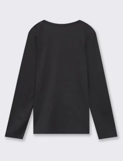 Piazza Italia Maglia a manica lunga in cotone con applicazioni strass - Nero Fashion