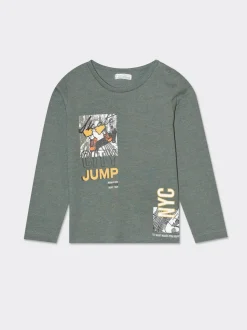 Piazza Italia Maglia a manica lunga in jesrey con stampa tema skate per uno stile street  - militare Verde Cheap