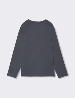 Piazza Italia Maglia a maniche lunghe in jersey fiammato con stampa frontale, in quattro colori - Blu Hot