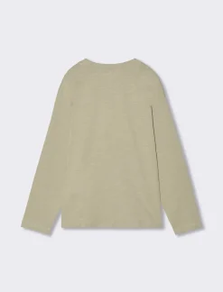 Piazza Italia Maglia a maniche lunghe in jersey fiammato con stampa frontale, in quattro colori - Beige Clearance