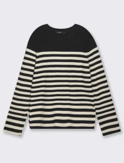 Piazza Italia Maglia a righe in morbido filato girocollo manica lunga e spacchi laterali - var 1 Outlet