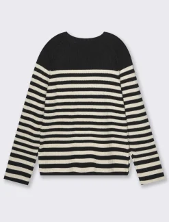 Piazza Italia Maglia a righe in morbido filato girocollo manica lunga e spacchi laterali - var 1 Outlet