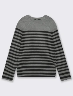 Piazza Italia Maglia a righe in morbido filato girocollo manica lunga e spacchi laterali - var 2 Discount