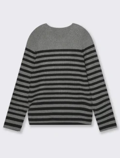 Piazza Italia Maglia a righe in morbido filato girocollo manica lunga e spacchi laterali - var 2 Discount