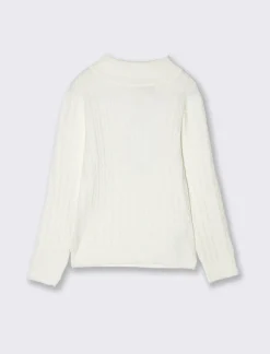 Piazza Italia Maglia a trecce da bambina in viscosa collo alto - Bianco sporco Clearance