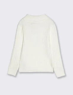 Piazza Italia Maglia a trecce da bambina in viscosa collo alto - Bianco sporco Clearance