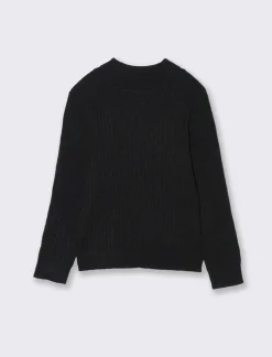 Piazza Italia Maglia a trecce da bambina in viscosa collo alto - Nero New