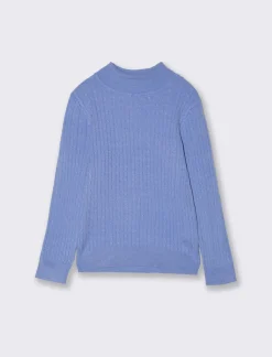 Piazza Italia Maglia a trecce da bambina in viscosa collo alto - Azzurro Store