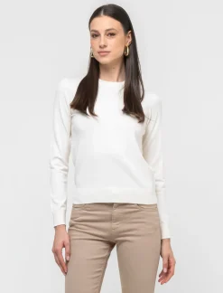 Piazza Italia Maglia basic modello girocollo in maglia fine - Avorio Beige Best Sale