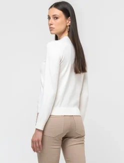 Piazza Italia Maglia basic modello girocollo in maglia fine - Avorio Beige Best Sale