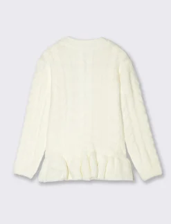 Piazza Italia Maglia calda da bambina con trecce e balza al fondo - sporco Bianco Sale