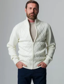 Piazza Italia Maglia cardigan lavorazione jacquard regular fit - panna Bianco Clearance