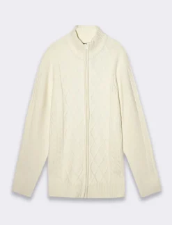 Piazza Italia Maglia cardigan lavorazione jacquard regular fit - panna Bianco Clearance