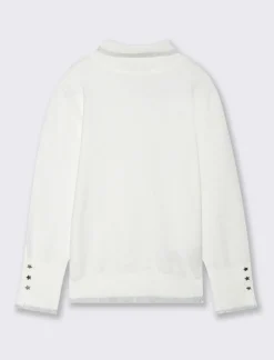 Piazza Italia Maglia collo alto con bordini in filo metallizzato - sporco Bianco Fashion