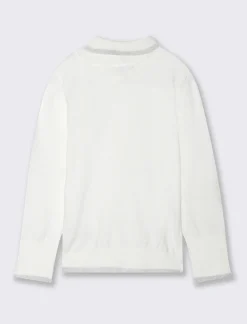 Piazza Italia Maglia collo alto con bordini in filo metallizzato - sporco Bianco Fashion