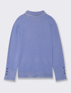 Piazza Italia Maglia collo alto con bordini in filo metallizzato - Azzurro Online