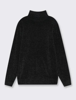 Piazza Italia Maglia collo alto in ciniglia regularfit con costa al collo, ai polsi e al fondo - Nero 0 Cheap