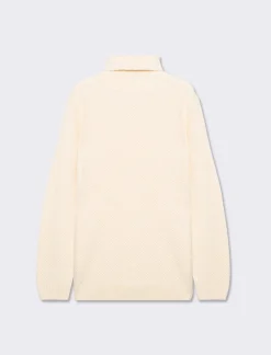 Piazza Italia Maglia collo alto lavorazione jacquard regular fit - ecru Beige Outlet