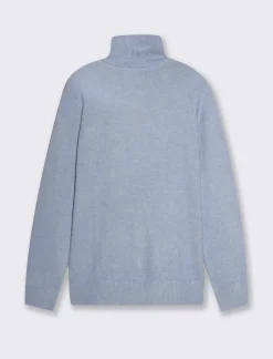 Piazza Italia Maglia collo alto lavorazione rasata, filato premium regular fit - Celeste Azzurro Discount