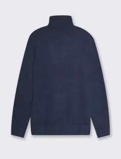 Piazza Italia Maglia collo alto lavorazione rasata, filato premium regular fit - Blu Cheap