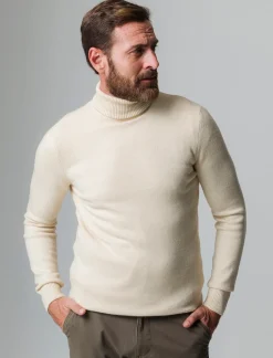 Piazza Italia Maglia collo alto lavorazione rasata, filato premium regular fit - ecru Beige Hot