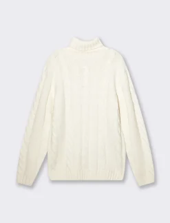 Piazza Italia Maglia collo alto lavorazione jacquard a trecce regular fit - ecru Beige Hot