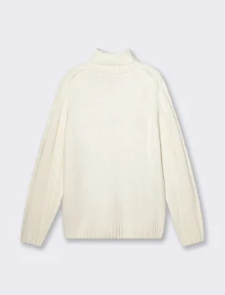 Piazza Italia Maglia collo alto lavorazione jacquard a trecce regular fit - ecru Beige Hot