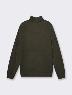 Piazza Italia Maglia collo alto lavorazione jacquard a trecce regular fit - Verde Sale