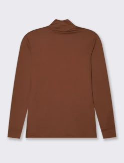 Piazza Italia Maglia collo alto manica lunga vestibilità slim - Marrone Cheap