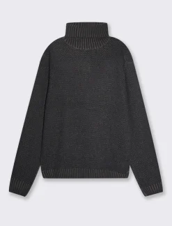 Piazza Italia Maglia collo alto regolabile con coulisse e lvorazione jacquard bicolor - Blu Sale