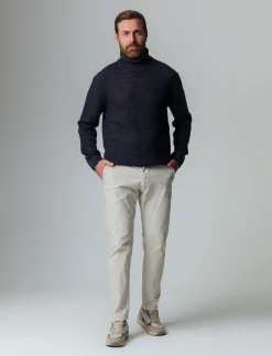 Piazza Italia Maglia collo alto regolabile con coulisse e lvorazione jacquard bicolor - Blu Sale