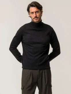 Piazza Italia Maglia collo alto regular fit con costina al collo, ai polsi e al fondo - Nero Store