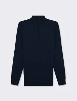 Piazza Italia Maglia collo alto zip basic regular fit - Blu Fashion