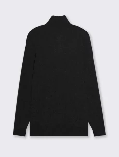 Piazza Italia Maglia collo alto zip in ciniglia a coste regular fit - Nero Hot