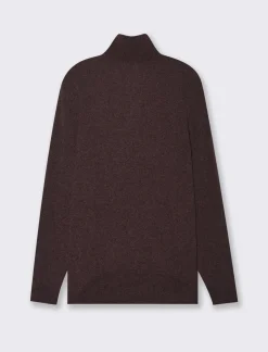 Piazza Italia Maglia collo alto zip in ciniglia a coste regular fit - Bordeaux Rosso Discount