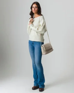 Piazza Italia Maglia con filo effetto metallizzato paricollo e manica a pipistrello - Avorio Beige Cheap